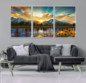 Grand Teton Park Sunrise Wall Art – Vibrant Landscape Canvas