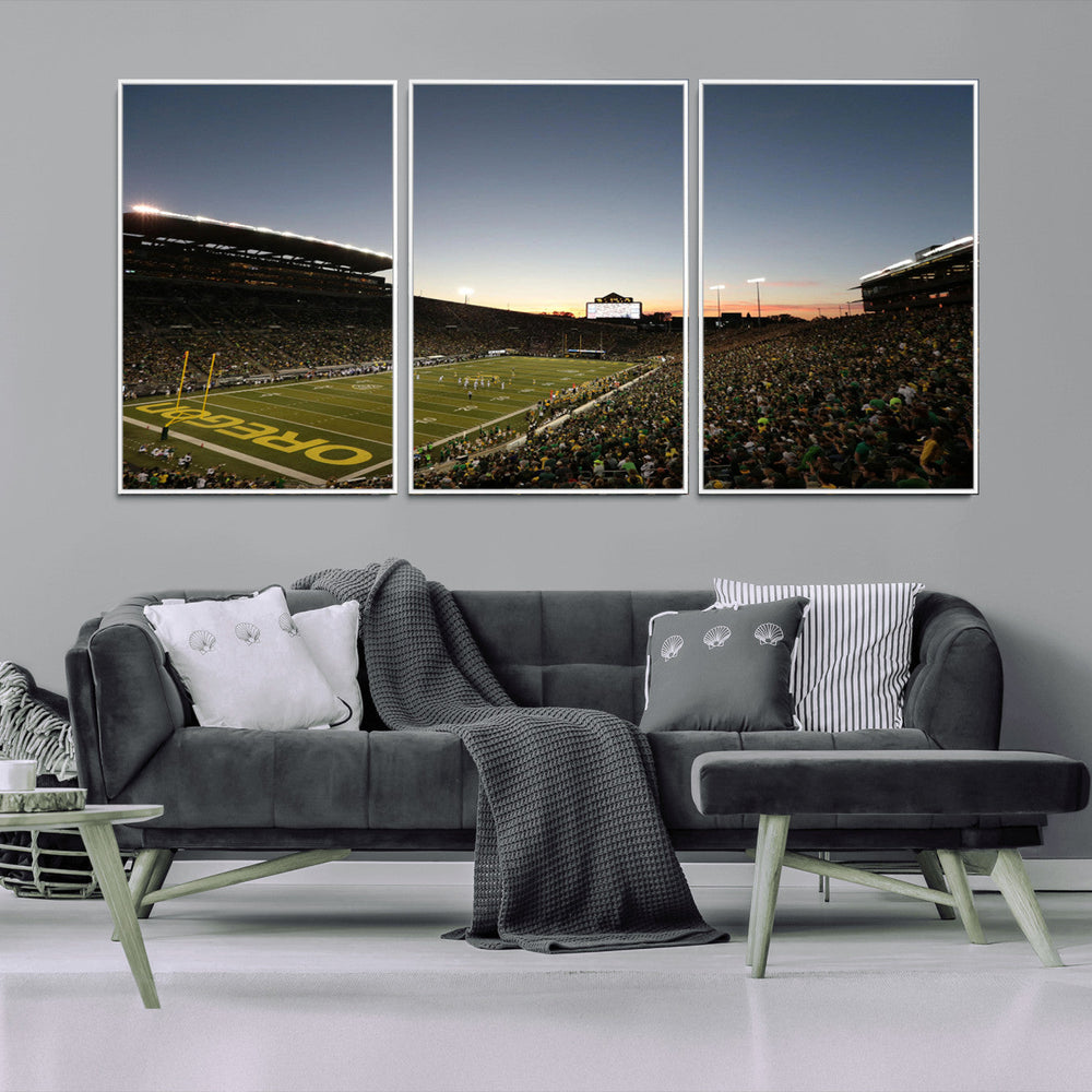 Oregon Ducks Football Team Print - Eugene Autzen Stadium