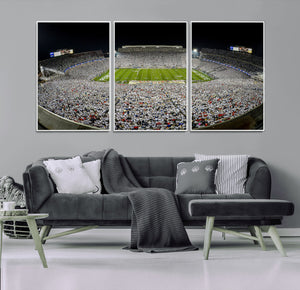 Beaver Stadium Night Game Triple Canvas Wall Art - Penn
