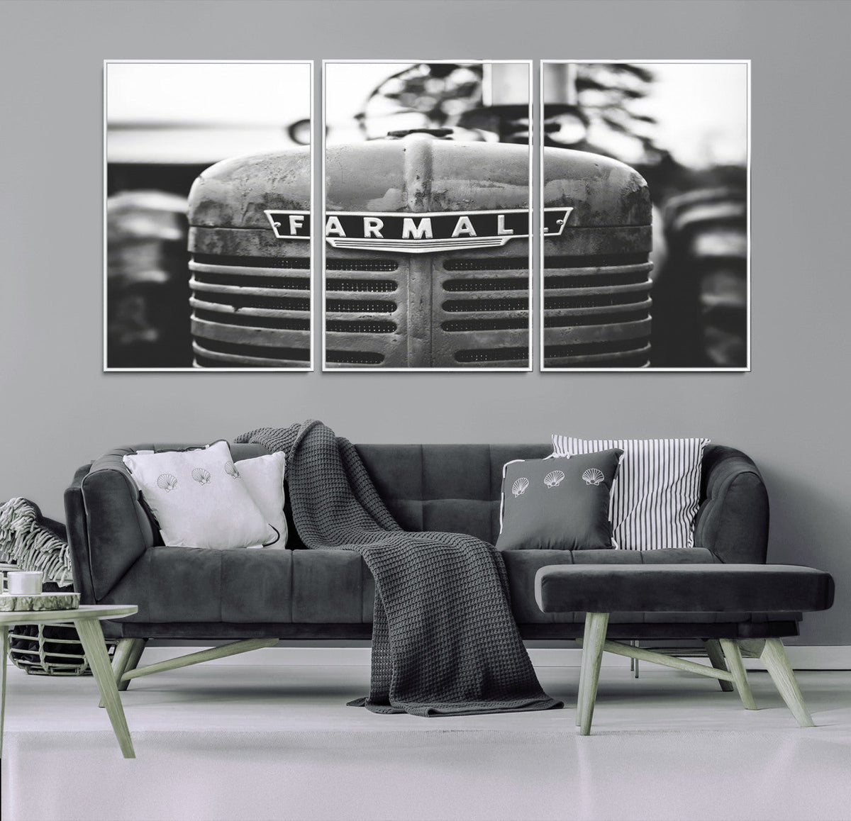 Vintage Farmall Tractor Wall Art Canvas Print, Rustic