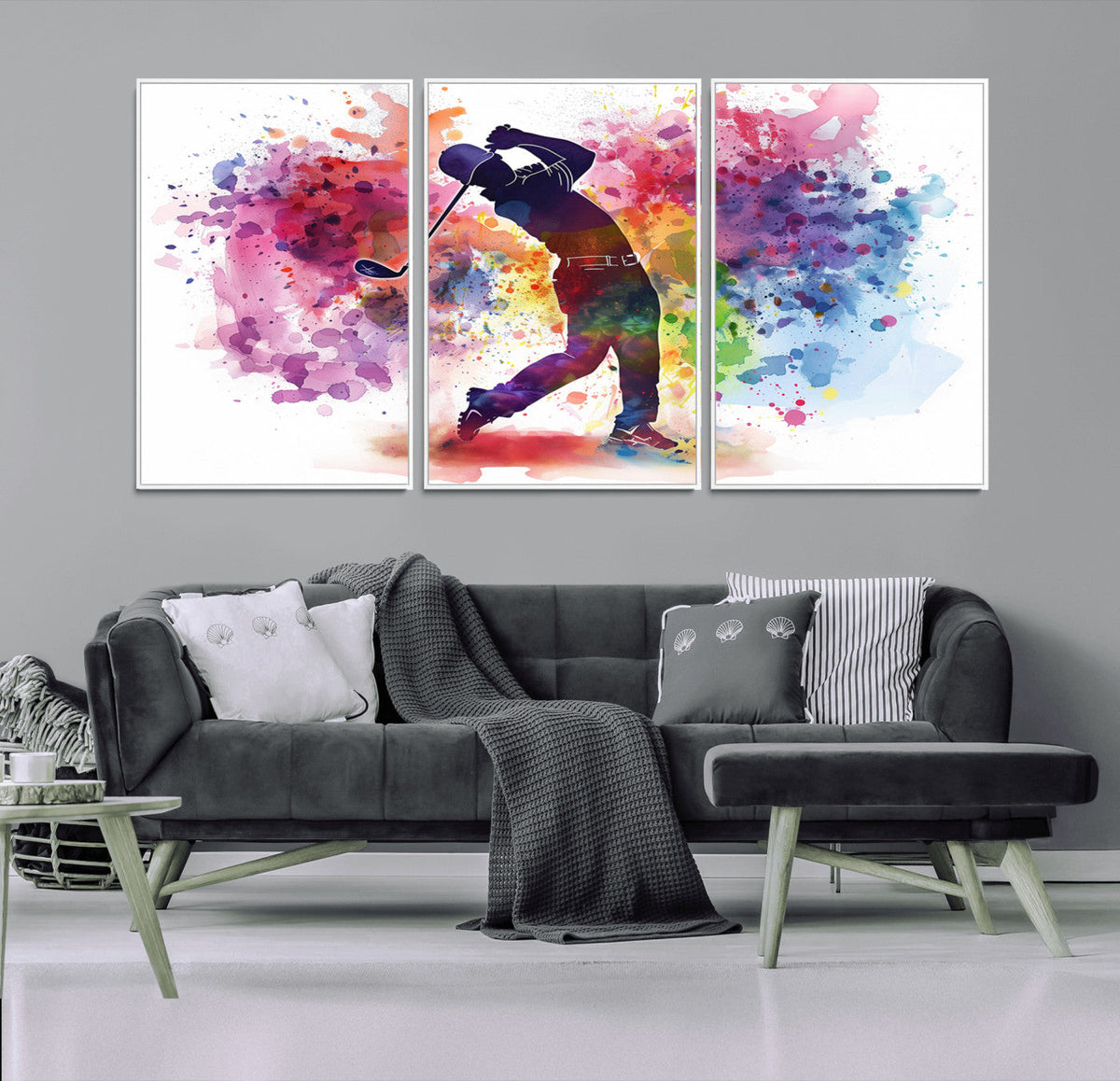 Colorful Golfer Swing Wall Art Canvas Print - Ready to Hang,