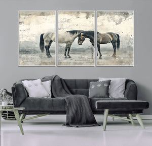 Chines Style Majestic Horses Wall Art | Ready to Hang and