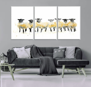 Farmhouse Wall Art Sheep Print | Ready to Hang Framed Canvas