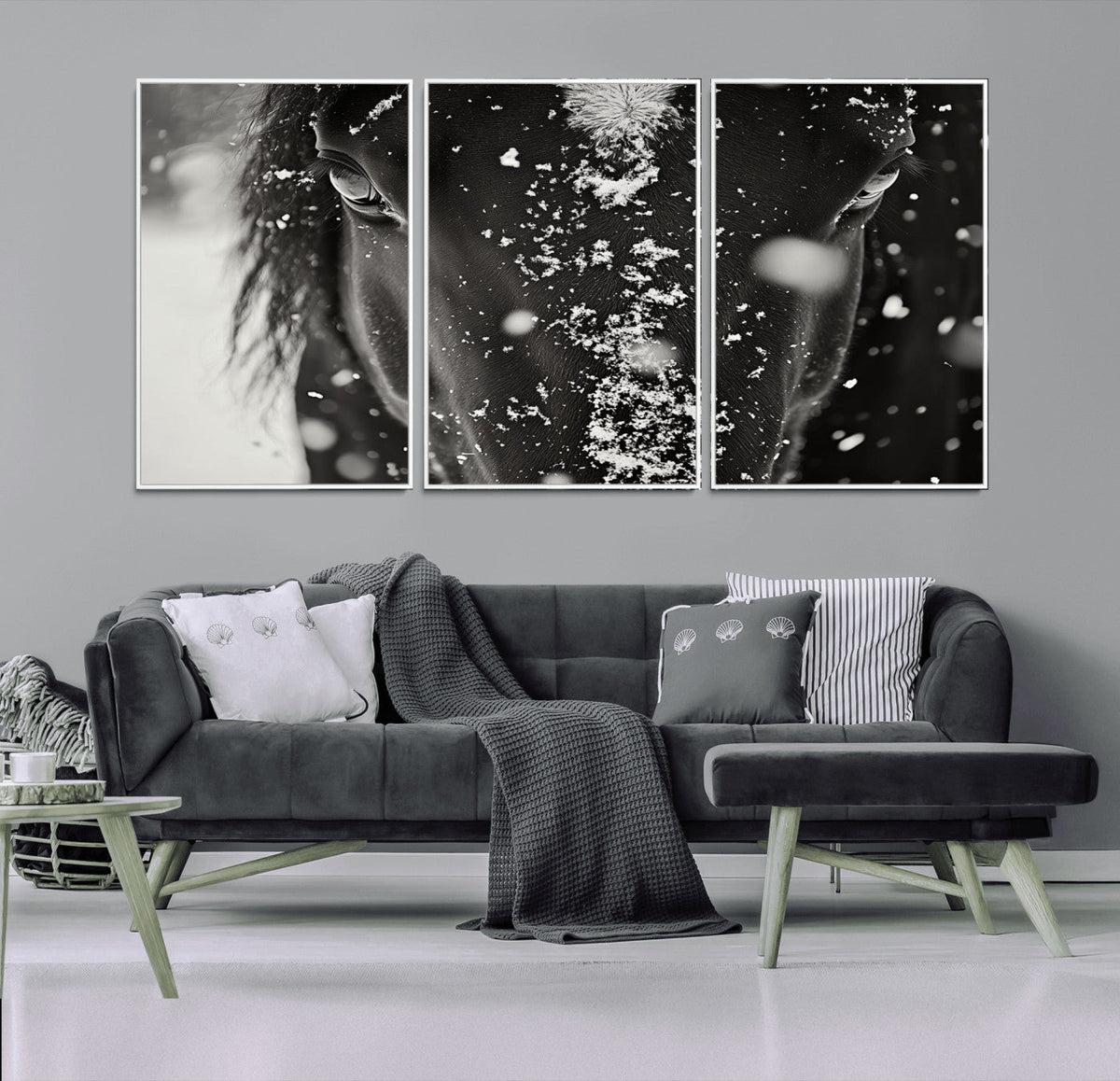Winter Horse Snow Wall Art Canvas Print