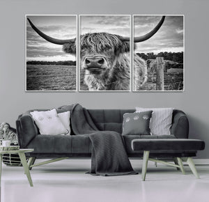 Scottish Highland Cow Wall Art Canvas Print | Ready to Hang