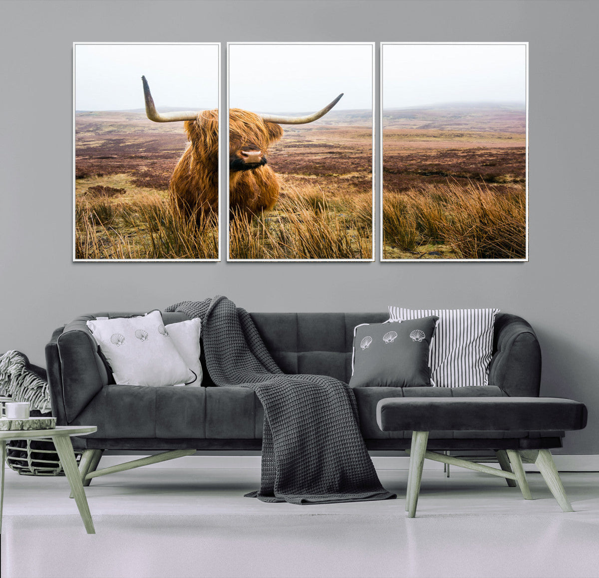 Scottish Highland Cow Canvas Wall Art – Rustic Farmhouse