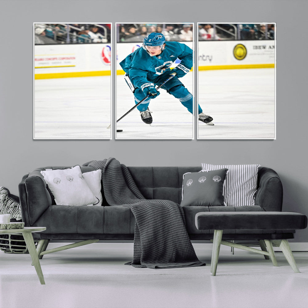 San Jose Sharks Ice Hockey Player Wall Art Canvas Print