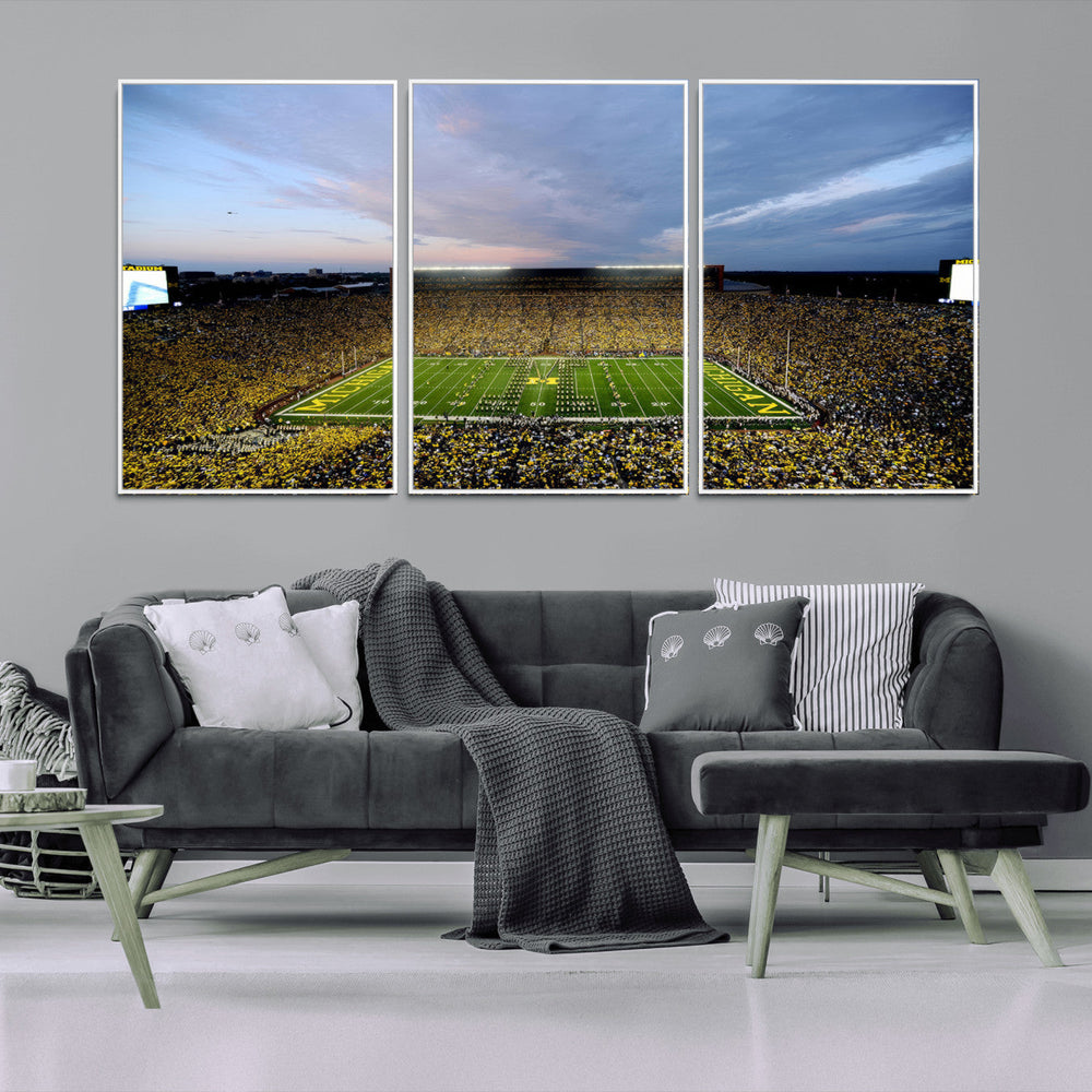 Michigan Stadium Wall Art Canvas Print, Vibrant Game Day
