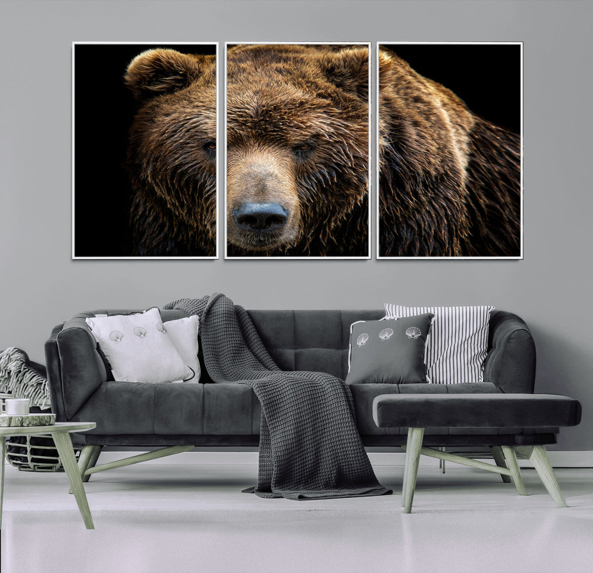 Grizzly Brown Bear Canvas Wall Art, Wildlife Animal Canvas