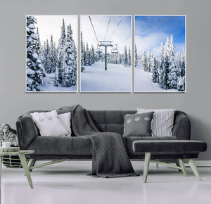 Winter Ski Lift Wall Art Print - Landscape Wall Art | Snowy