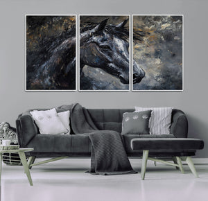 Large Abstract Horse Wall Art Canvas Print | Farmhouse Wall