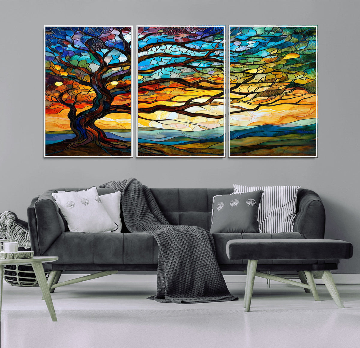 Mosaic Tree Wall Art | Ready to Hang Stained Glass Style