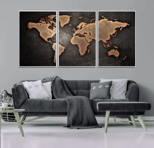 World Map Canvas Print – Framed Travel Map Wall Art for
