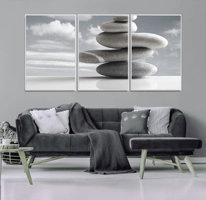 Still Life Black and White Zen Stones Wall Art Canvas,