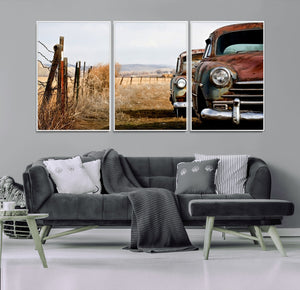 Old Rustic Classic Car Wall Art Canvas Print