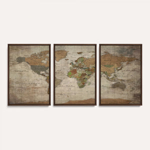 World Map Canvas Print – Framed Travel Map Wall Art for
