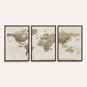 Detailed World Map Wall Art Canvas Print