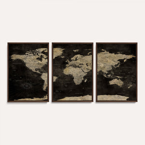 Push Pin World Map Canvas Wall Art Print, Interactive Travel
