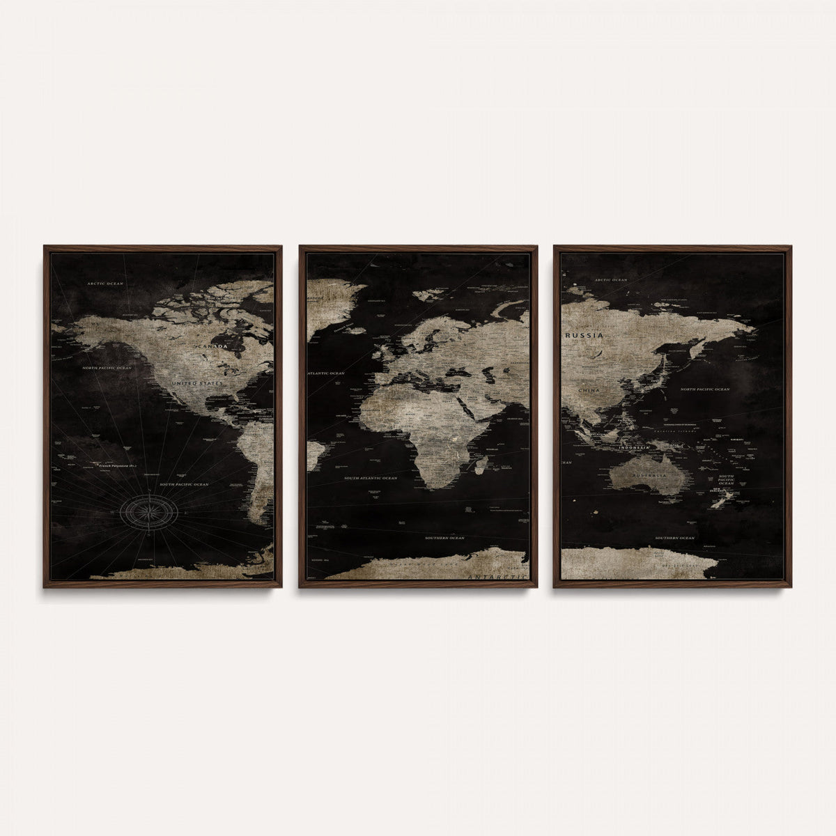 Detailed World Map Wall Art Print - Large Framed World Map