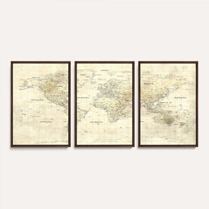 Colorful Watercolor World Map Canvas Wall Art – Framed
