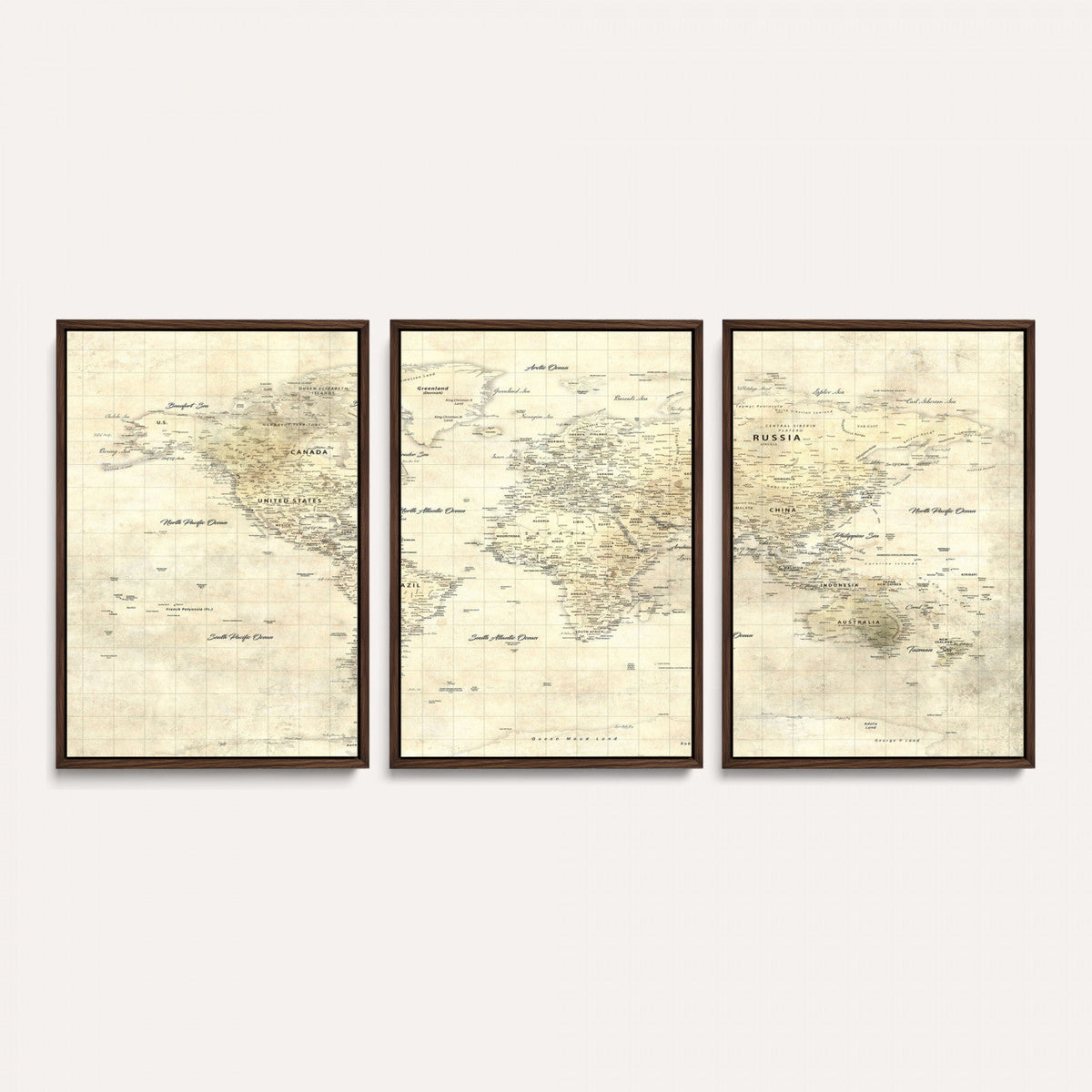 Colorful Watercolor World Map Canvas Wall Art – Framed