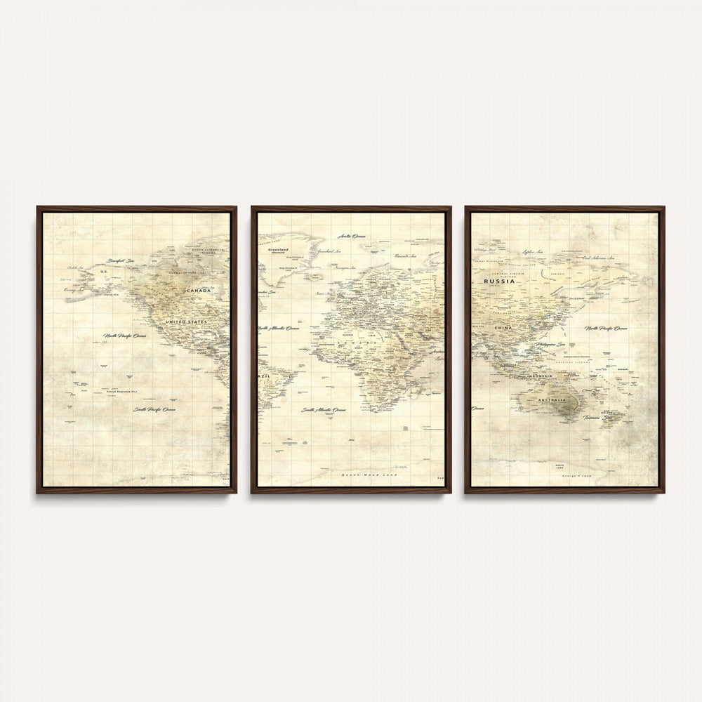 Colorful Watercolor World Map Canvas Wall Art – Framed