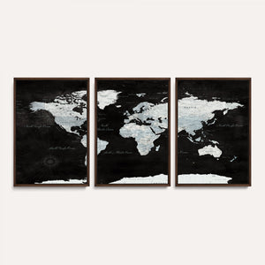World Map Canvas Print – Framed Push Pin Wall Art, Color
