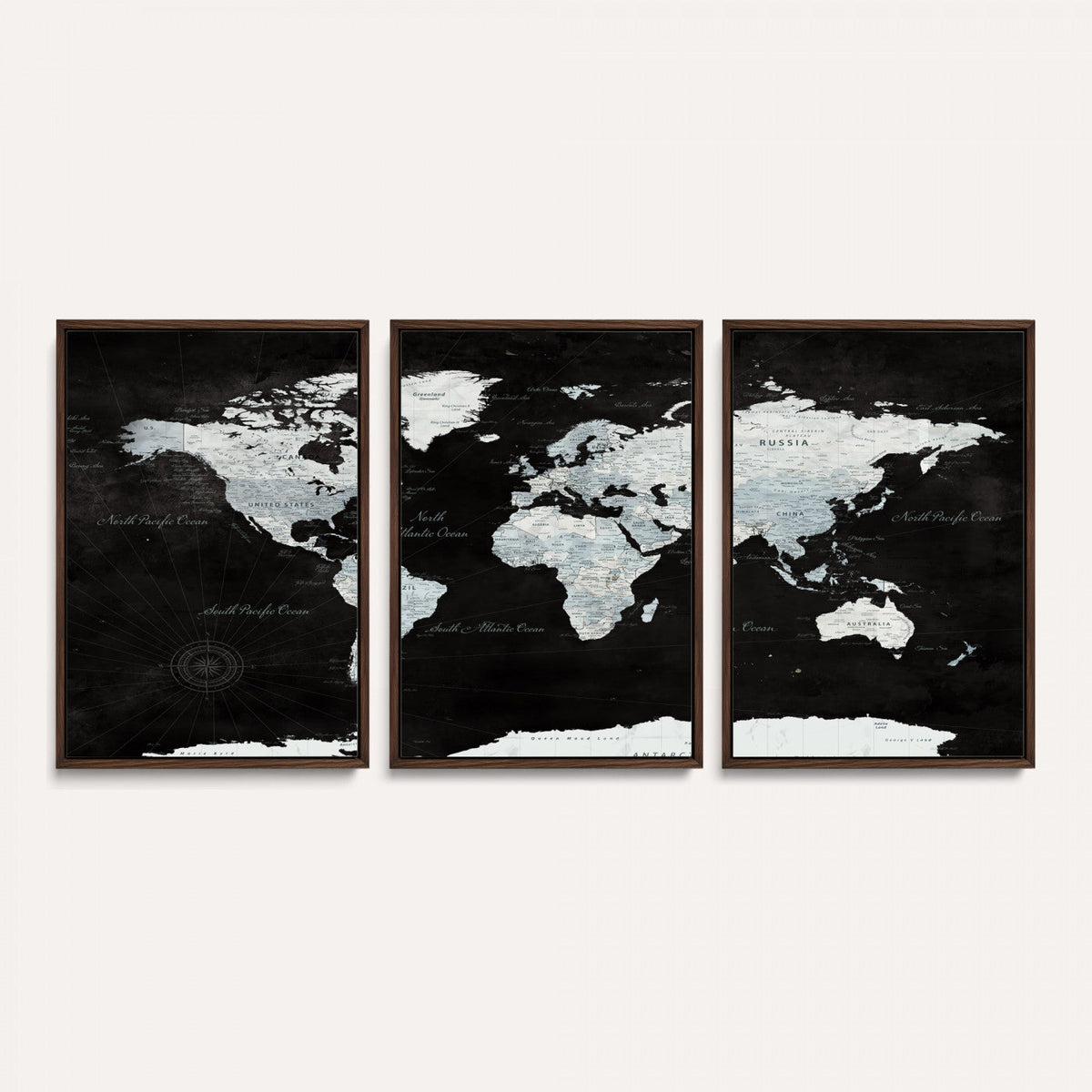 World Map Canvas Print – Framed Push Pin Wall Art, Color