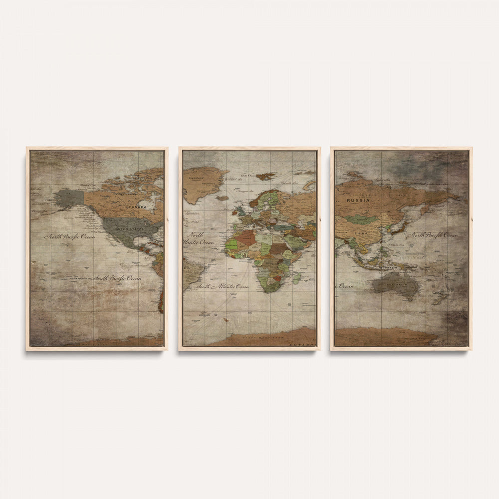 World Map Canvas Print – Framed Travel Map Wall Art for
