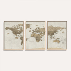 Detailed World Map Wall Art Canvas Print