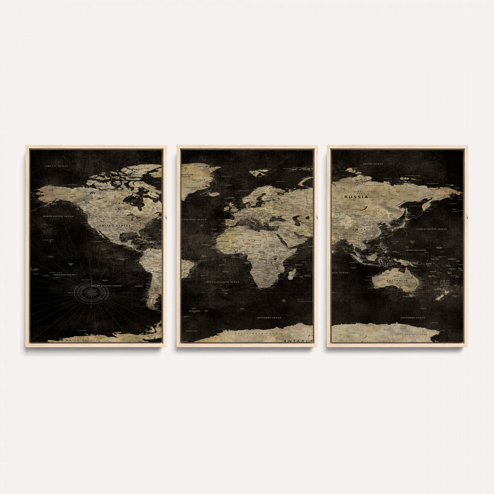 Push Pin World Map Canvas Wall Art Print, Interactive Travel