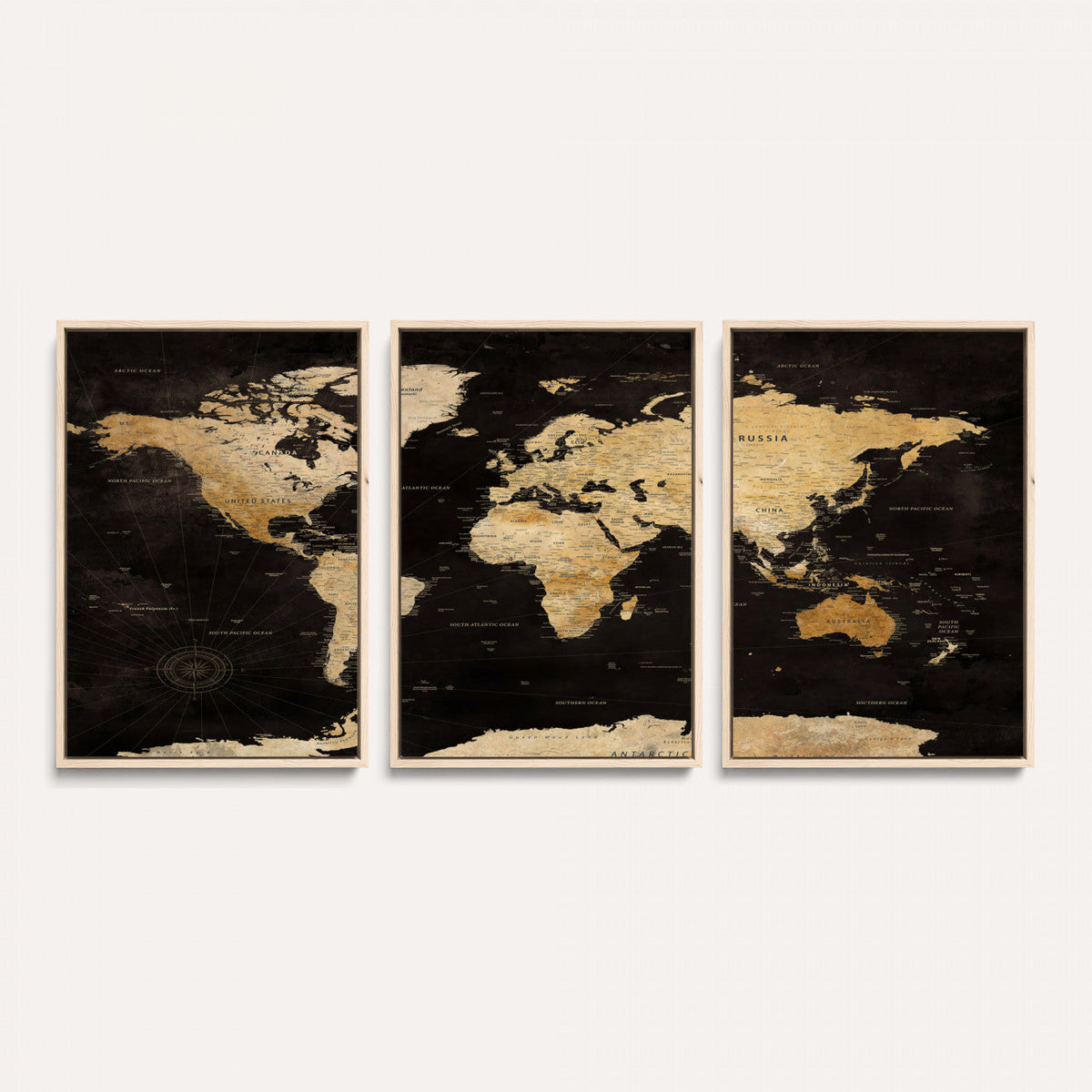 Extra Large World Map Canvas Print – Detailed Map Classic