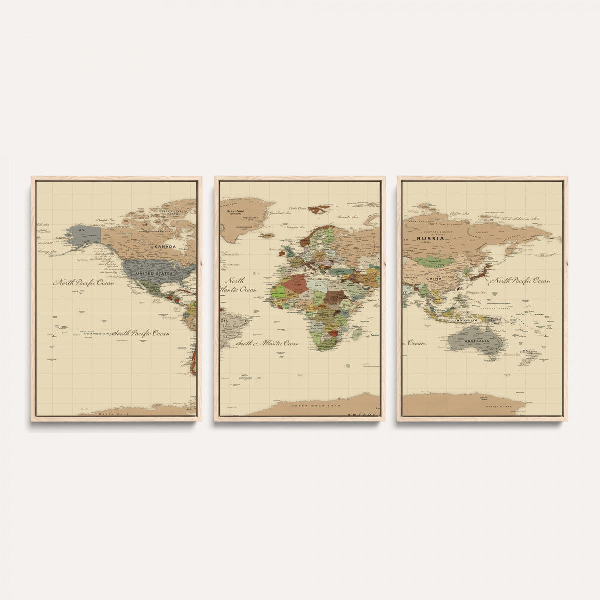 Extra Large World Map Canvas Print – Detailed Map of the