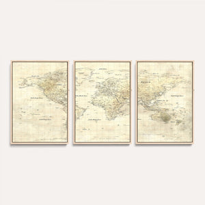 Colorful Watercolor World Map Canvas Wall Art – Framed