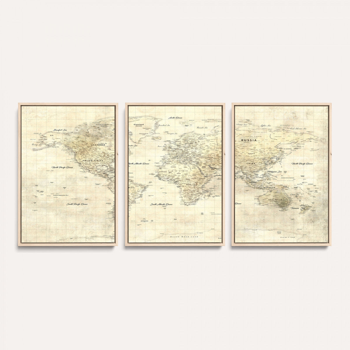 Colorful Watercolor World Map Canvas Wall Art – Framed