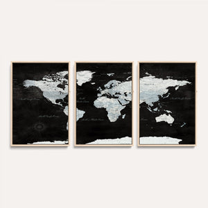 World Map Canvas Print – Framed Push Pin Wall Art, Color