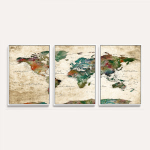 World Map Canvas Print – Framed Detailed Map of the World