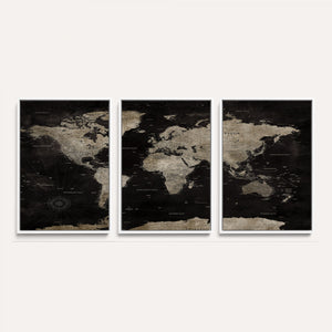 Detailed World Map Wall Art Print - Large Framed World Map