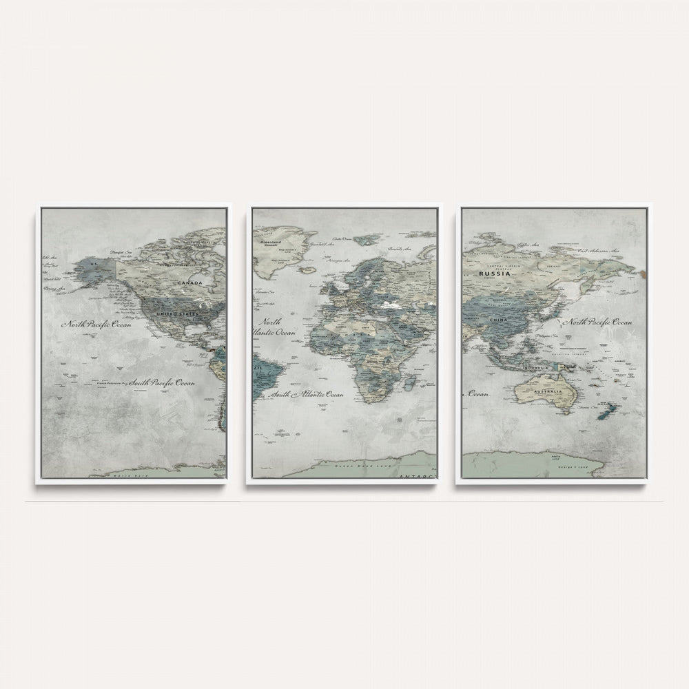 Neutral Vintage World Map Canvas Wall Art Print, Classic Map