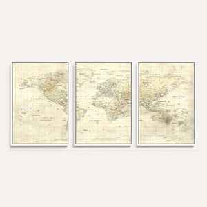 Colorful Watercolor World Map Canvas Wall Art – Framed