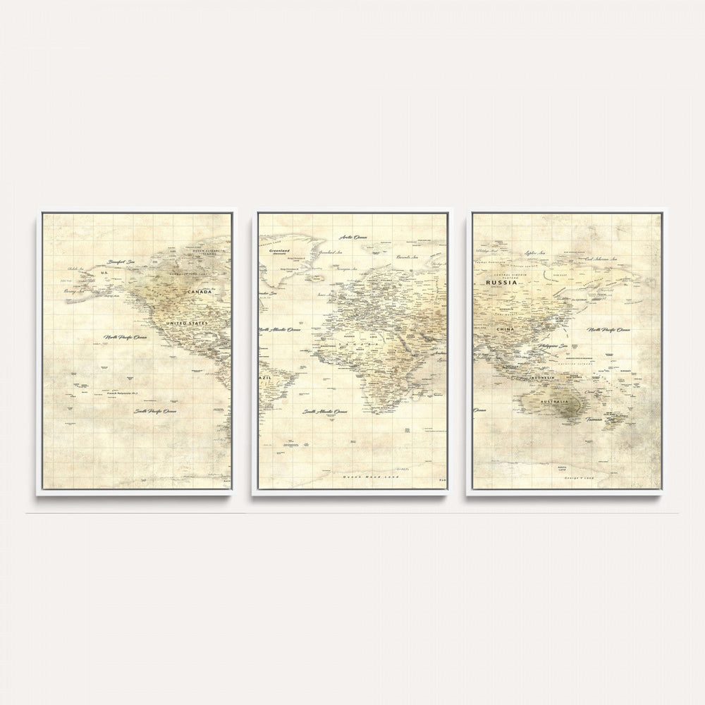 Colorful Watercolor World Map Canvas Wall Art – Framed
