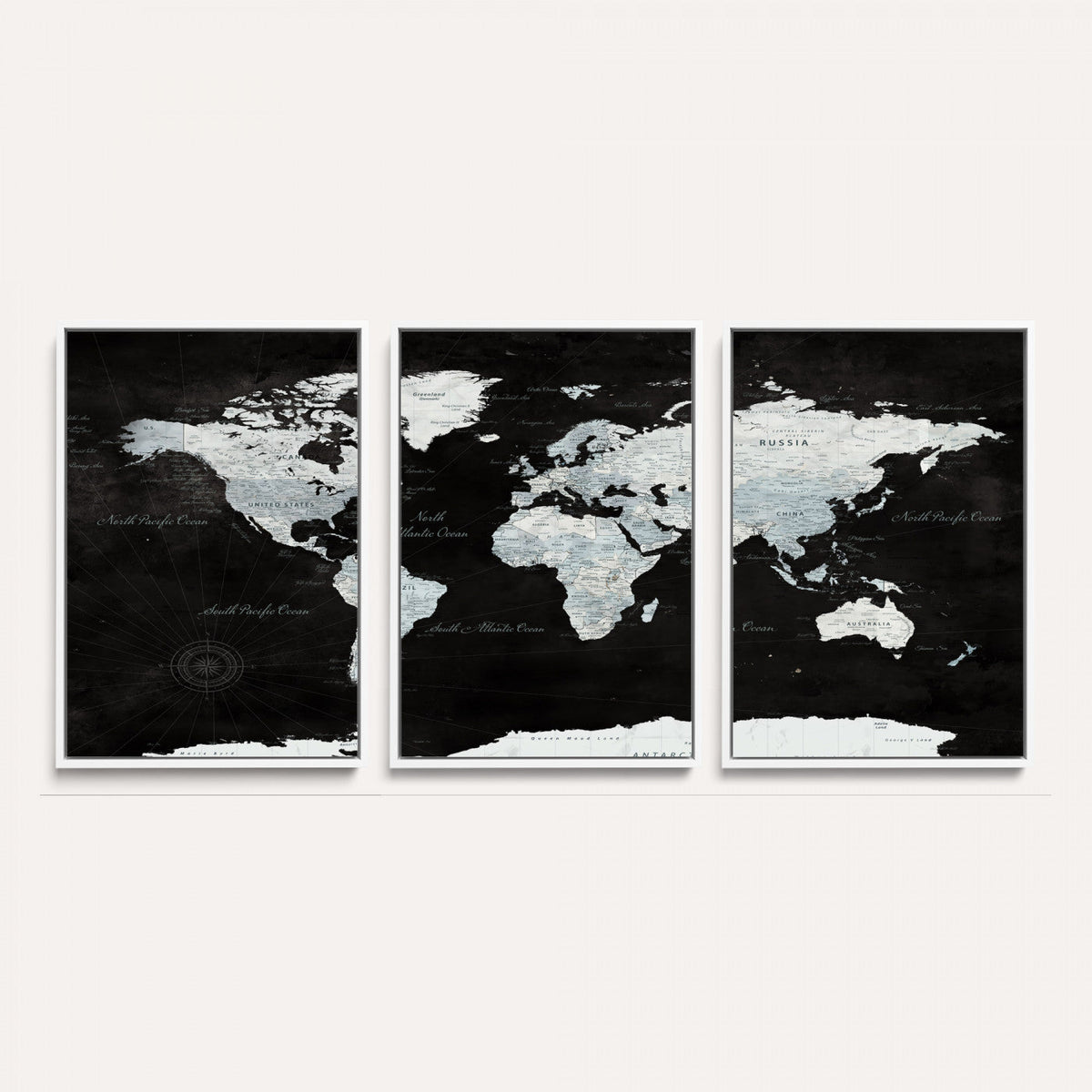World Map Canvas Print – Framed Push Pin Wall Art, Color
