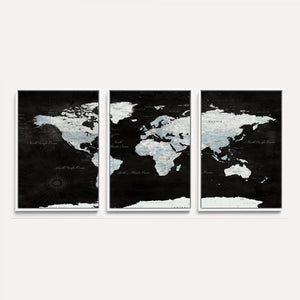 World Map Canvas Print – Framed Push Pin Wall Art, Color