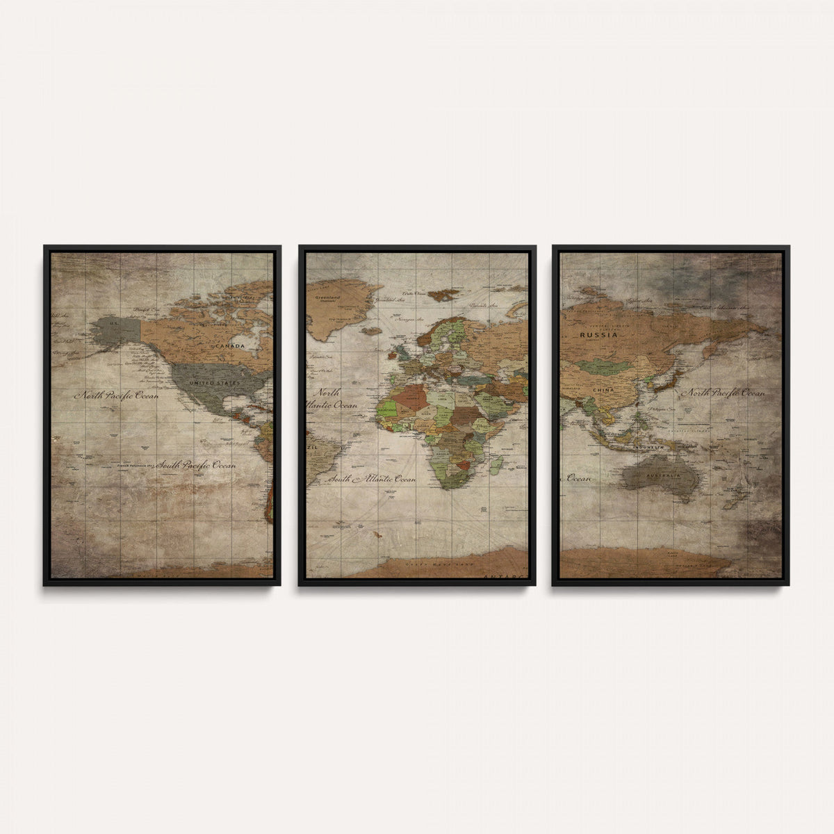 World Map Canvas Print – Framed Travel Map Wall Art for