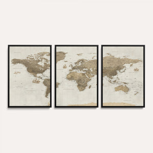 Detailed World Map Wall Art Canvas Print