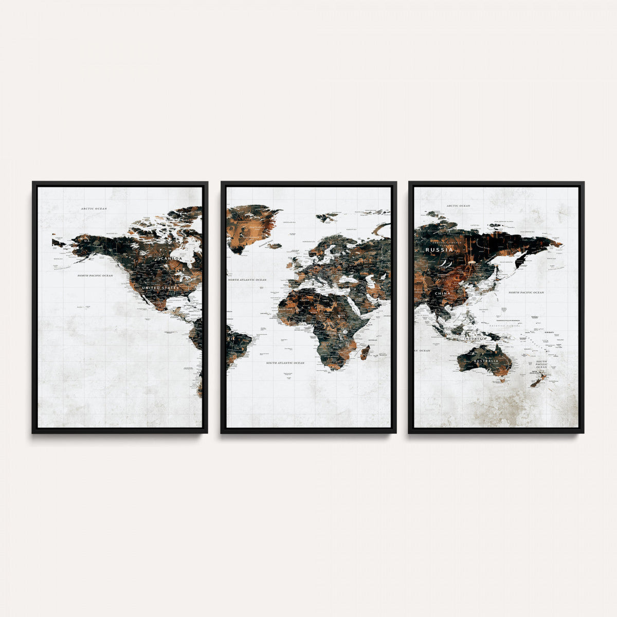 Large World Map Canvas Print – Framed Travel Map Wall Art