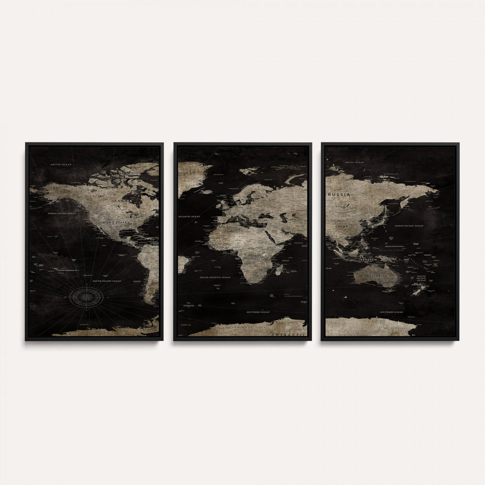 Detailed World Map Wall Art Print - Large Framed World Map