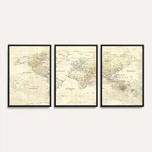 Colorful Watercolor World Map Canvas Wall Art – Framed