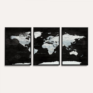 World Map Canvas Print – Framed Push Pin Wall Art, Color