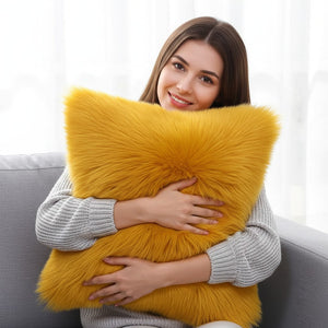 Pack of 1 Furry fur (front) Faux (back)Throw pillow cover 3 sizes and colors options